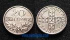104f KM#595 Portugal - 20 Centavos 1972 Módulo menor (Bronze)