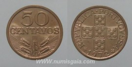 146g KM#596 Portugal - 50 Centavos 1972 (Bronze)