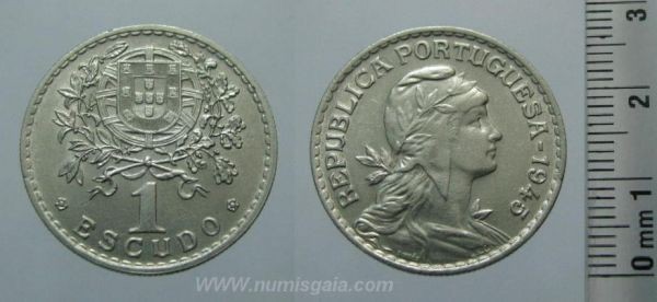168i KM#578 Portugal - 1 Escudo 1945 (Alpaca)