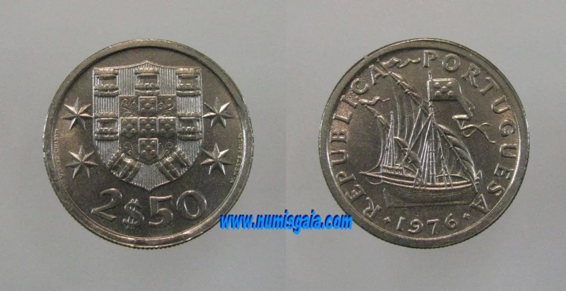 241j KM#590 Portugal - 2,50 Escudos 1976 (Cupro Niquel)