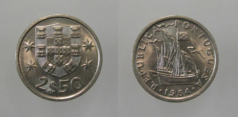249k KM#590 Portugal - 2,50 Escudos 1984 (Cupro Níquel)