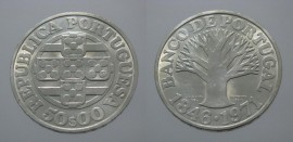 378i KM#601 Portugal - 50 Escudos 1971 Banco de Portugal Leg. Invertida (Prata)