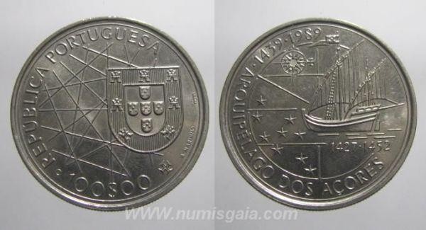 403k KM#648 Portugal - 100 Escudos 1989 Arquipelago Açores (Cupro-Níquel)