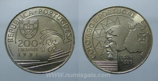 427s KM#658 Portugal - 200 Escudos 1991 Colombo e Portugal (Cupro Níquel)
