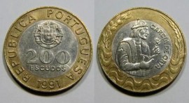 472c KM#655 Portugal - 200 Escudos 1991 Garcia de Orta (Bimetal)