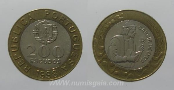 475k KM#655 Portugal - 200 Escudos 1998 Garcia de Orta (Bimetal)