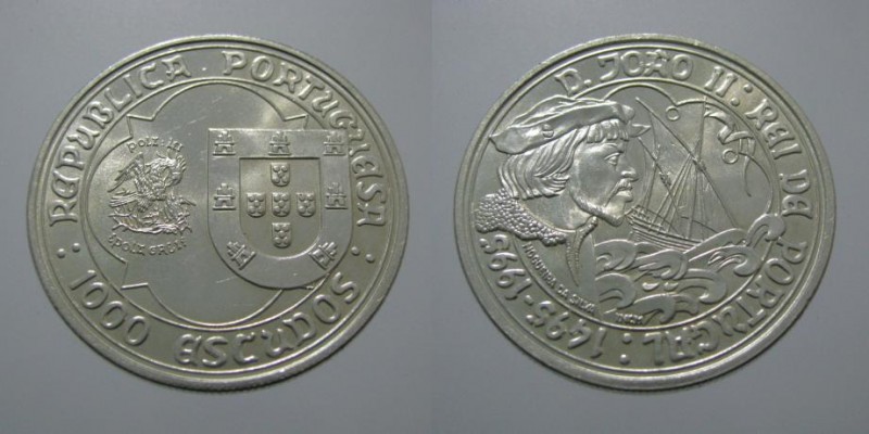 497p KM#685 Portugal - 1000 Escudos 1995 D. João II (Prata)