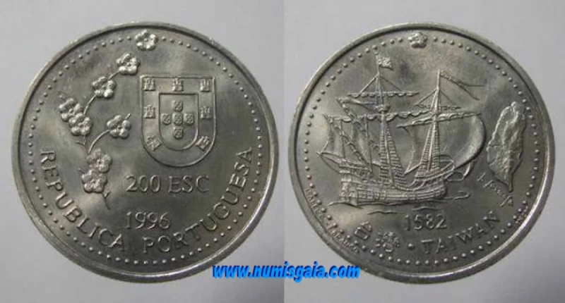 448s KM#692 Portugal - 200 Escudos 1996 Taiwan (Cupro Níquel)