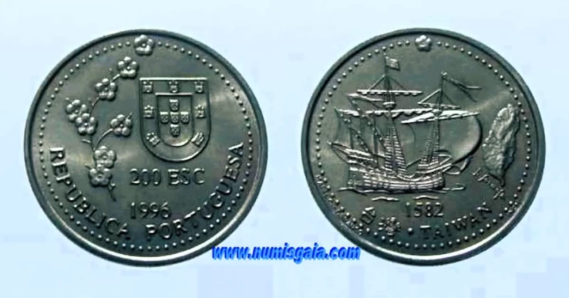 448t KM#692 Portugal - 200 Escudos 1996 Taiwan (Cupro Níquel)