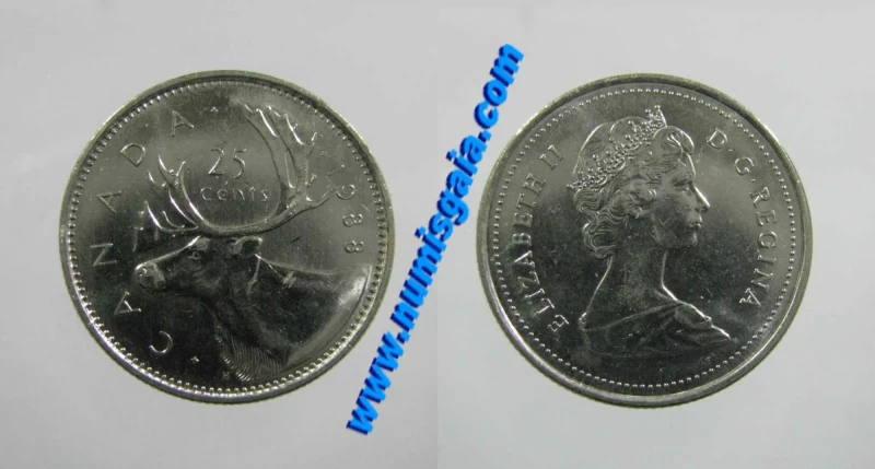 Canadá KM#74CA88a - 25 CENTS 1988