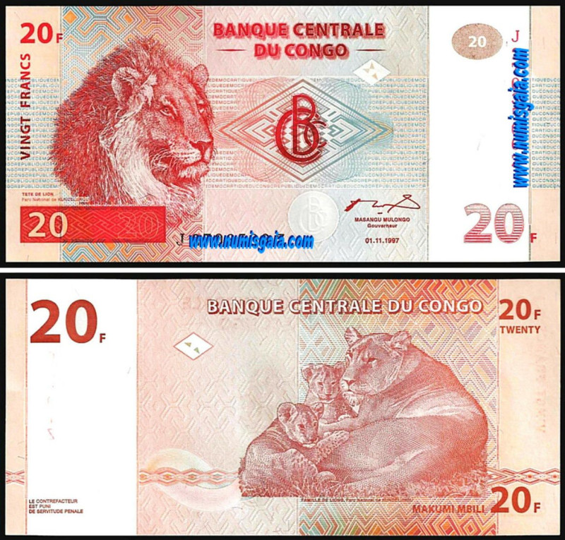 Congo COG20(1997)c - 20 FRANCS 1997