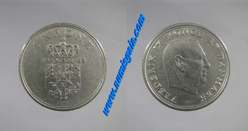 Dinamarca KM#851.1DK65 - 1 KRONE 1965