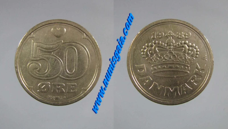 Dinamarca KM#866.1DK89 - 50 ORE 1989