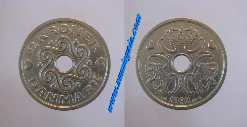 Dinamarca KM#874DK93 - 2 KRONER 1993