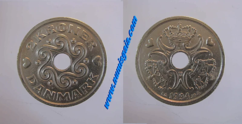 Dinamarca KM#874DK94a - 2 KRONER 1994
