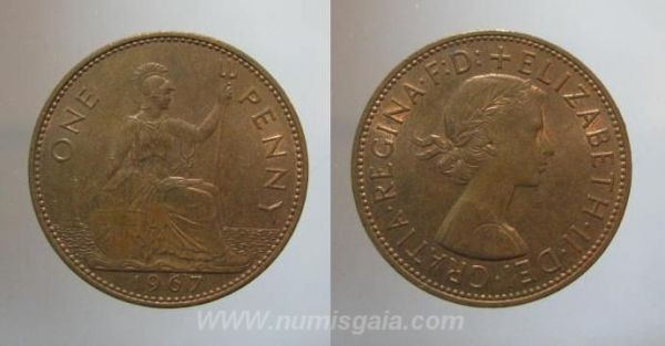 Great Britain KM#897GB67a - 1 PENNY 1967