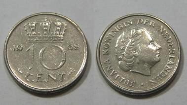 Holanda KM#182NL68 - 10 CENTS 1968