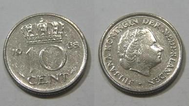 Holanda KM#182NL68b - 10 CENTS 1968