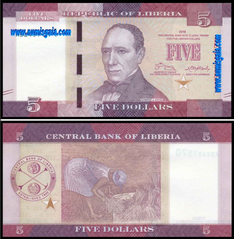 Libéria LBR5(2016)k - 5 DOLLARS 2016