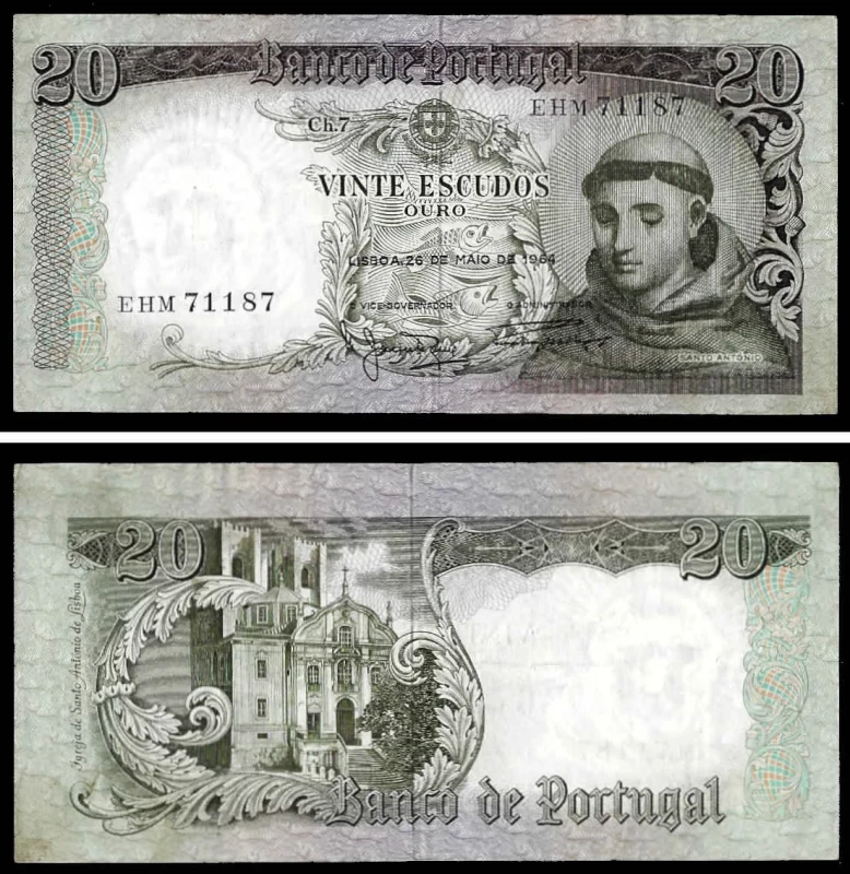 Portugal BP063a-1(1964)f - 20 ESCUDOS 26 Maio 1964 Santo António (verde)