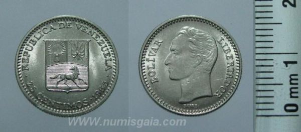 Venezuela Y#40VE65a - 25 CENTIMOS 1965