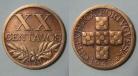81 KM#584 Portugal - XX Centavos 1945 (Bronze)