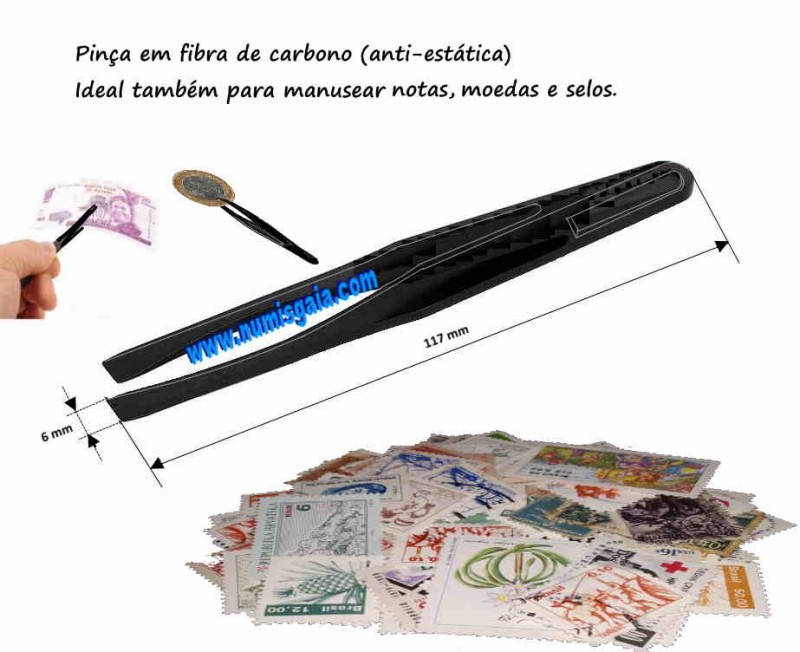Pinça para notas, moedas e selos